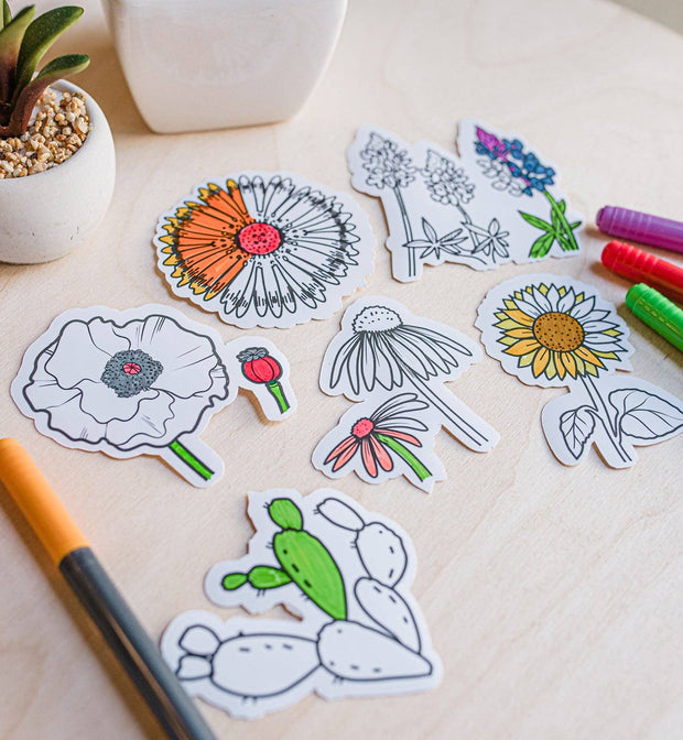 Color Your Own Texas Wildflowers Stickers