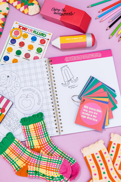 Cozy Grip Socks, Colorful Grid