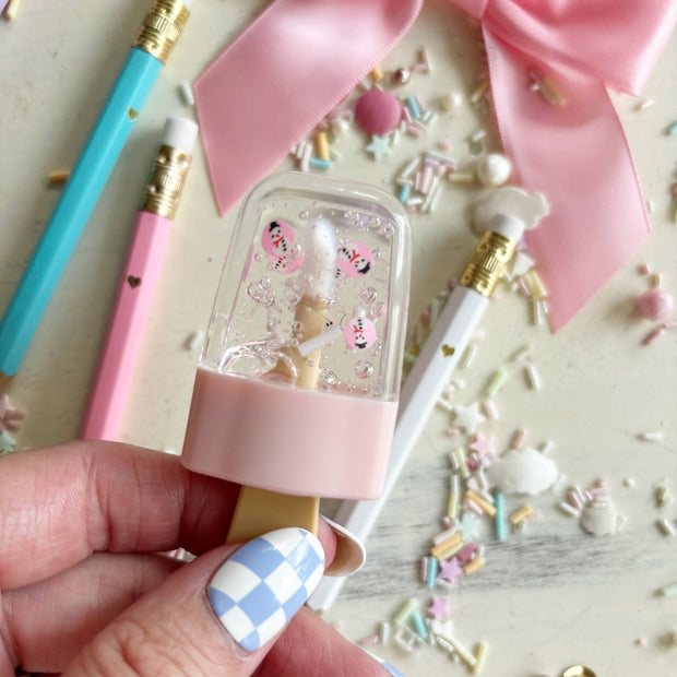 Pink Snowman Popsicle Lip Gloss