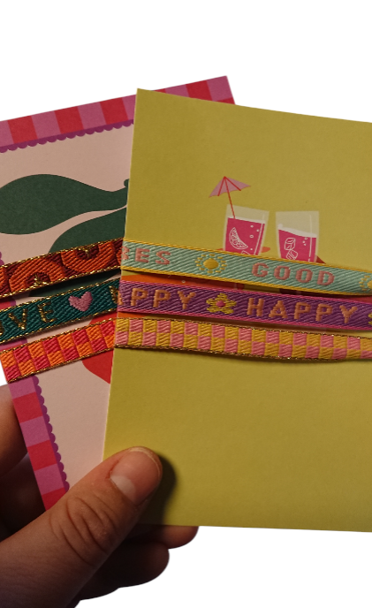 Bracelet Text Ribbon Greeting Card Cherry
