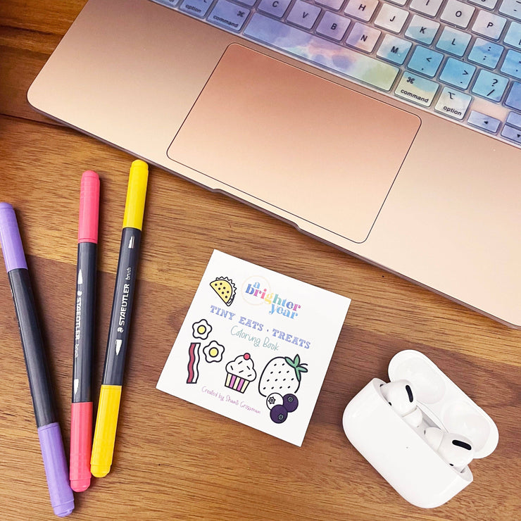 Tiny Eats Treats Easy Tear Glue Bind Coloring Book for Adult