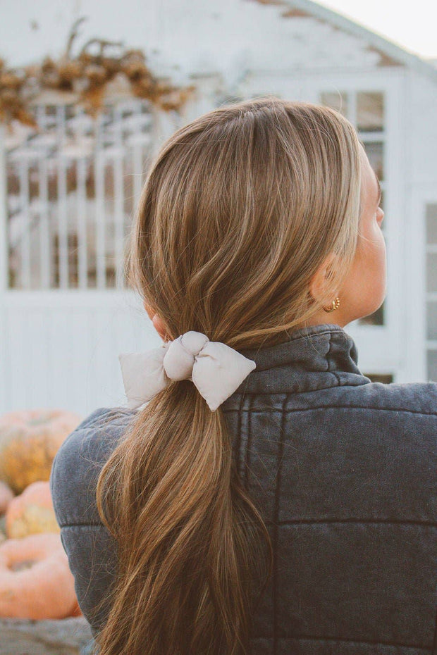 Puffer Bow Scrunchie: Brown