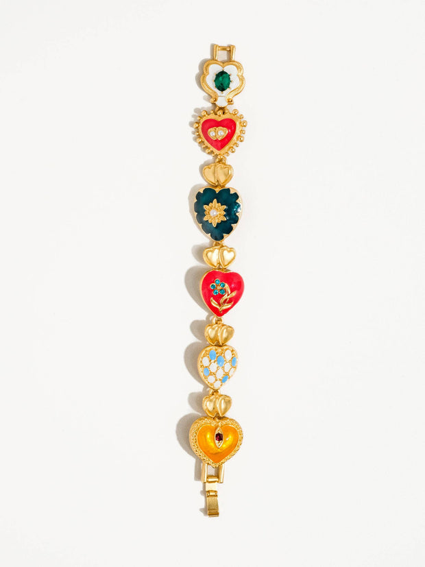 Elysian 18K Gold Boho Baroque Heart Color Bracelet: Multi-Colored