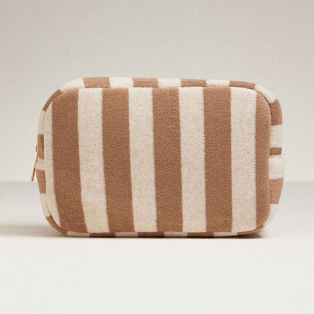 Striped Pattern Cosmetic Pouch Bag: Pink