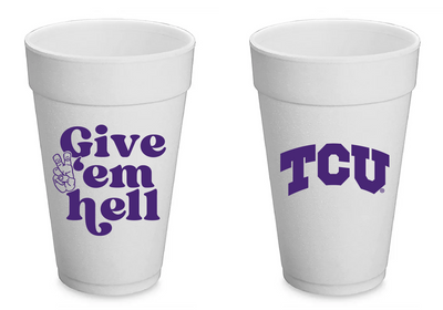 TCU Styrofoam Cups Set of 8 - 20 ounces