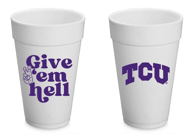 TCU Styrofoam Cups Set of 8 - 20 ounces