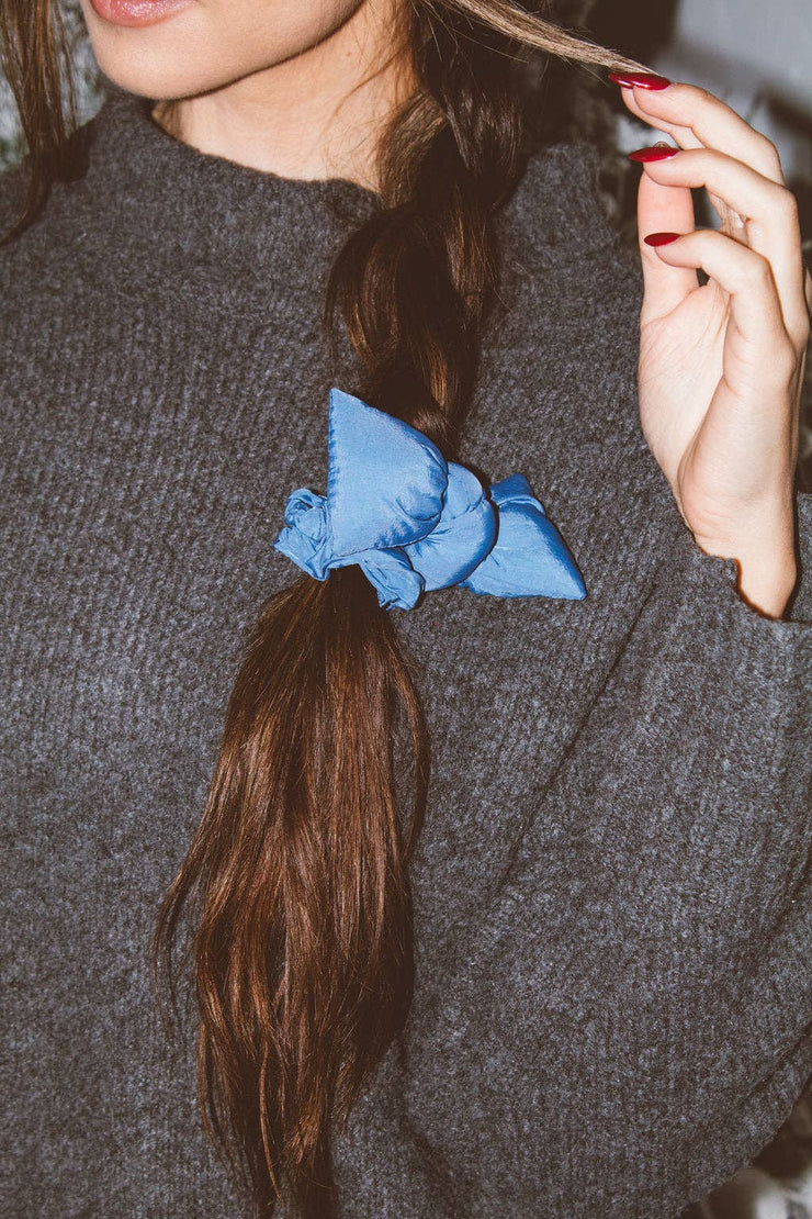 Puffer Bow Scrunchie: Brown