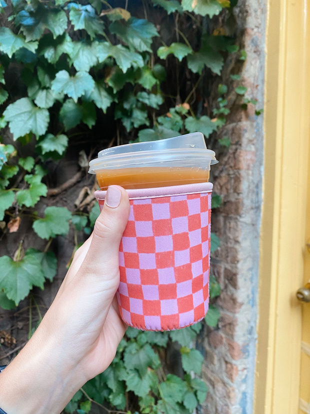 Gingham Iced Coffee Sleeve: Small