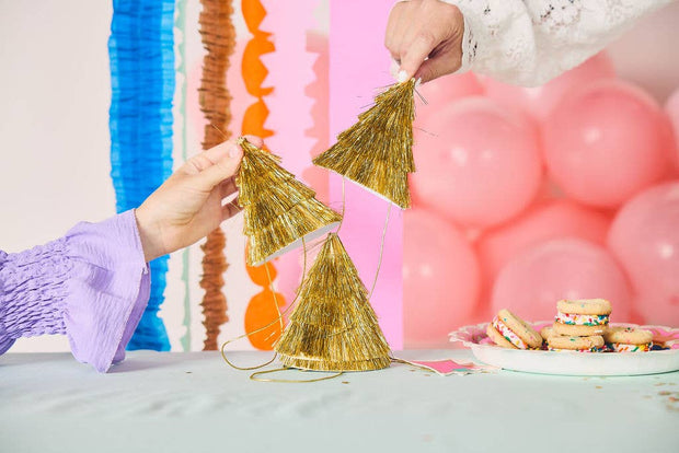 Golden Girl Mini Gold Fringe Party Hats Set
