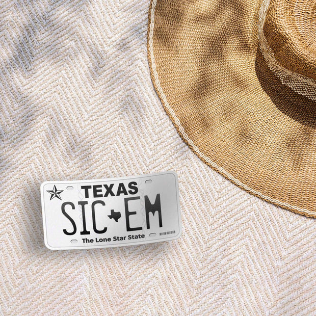 Sic Em Texas License Plate Sticker