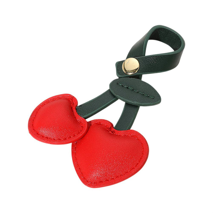 Faux Leather Cherry Bag Charm: Red