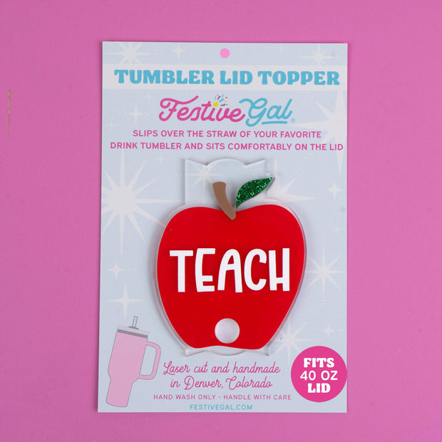 Teacher Water bottle Cup Accessory - Topper for Tumbler: PENCIL / Fits 30oz Stanley Quencher H2.0 Tumbler