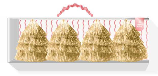 Golden Girl Mini Gold Fringe Party Hats Set