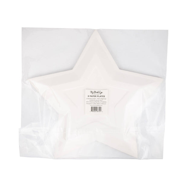 Striped Star Shaped Paper Plate