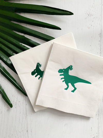 Green Birthday Dinosaur Cocktail Napkins | Set of 16