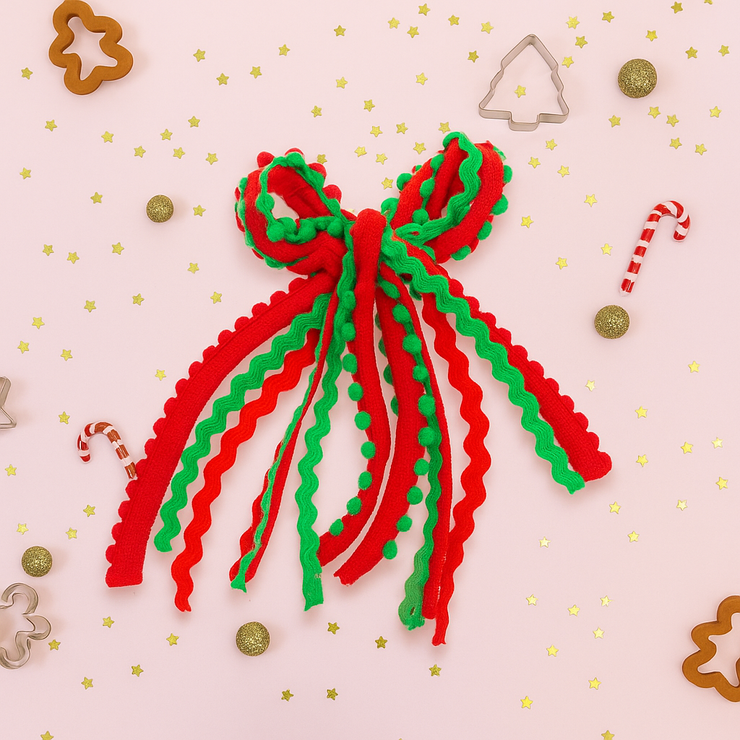 Textured Hair Bow - North Pole Twist