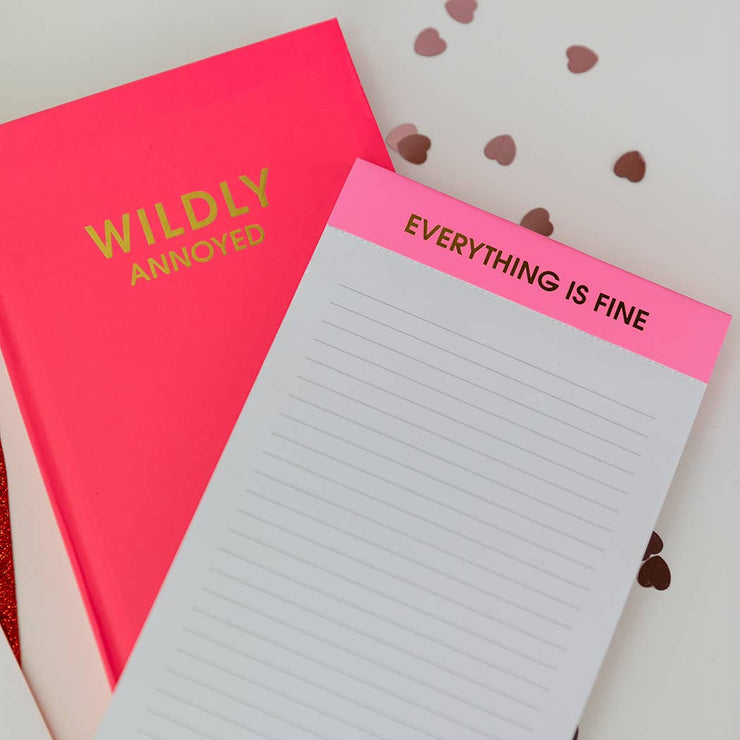 Everything is Fine - Lined Notepad - Pink