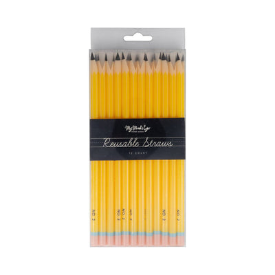 Pencil Reusable Straws - 12 count