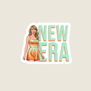 Orange and Mint Green New Era Sticker