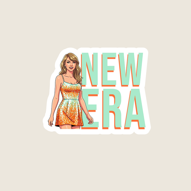 Orange and Mint Green New Era Sticker