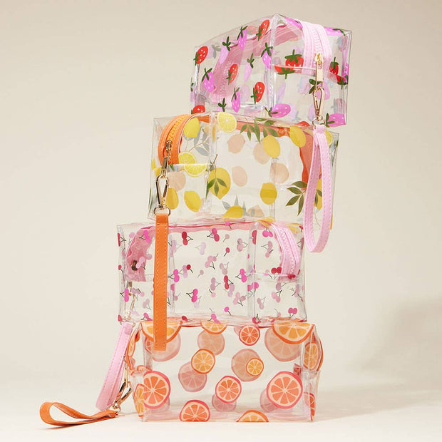 Strawberry Transparent Cosmetic Pouch: Cherry