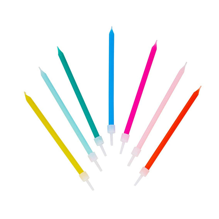 Tall Rainbow Birthday Candles | 16 Pack | Cake Candle |