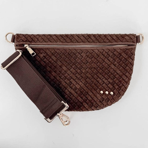 Suede Westlyn Woven Bum Bag: Suede Chocolate