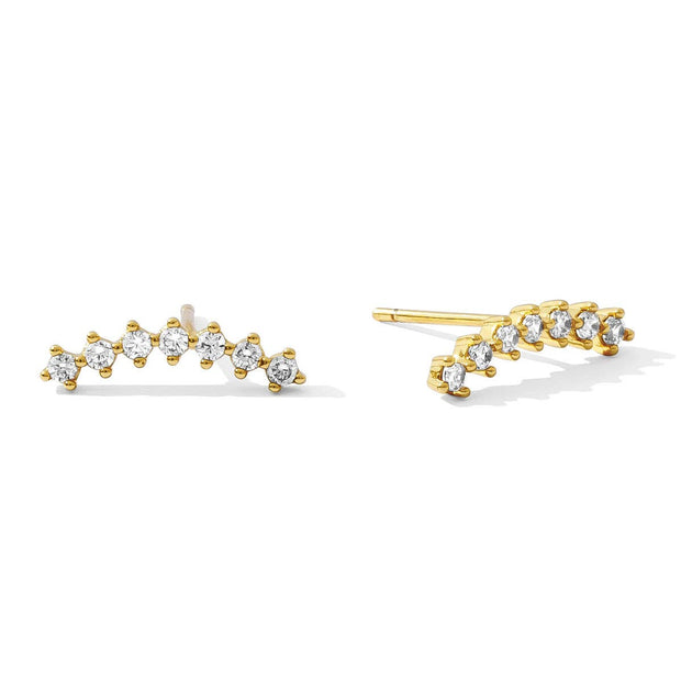 Glitz Crawler Stud Earrings: Gold