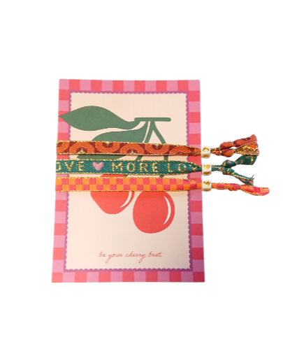 Bracelet Text Ribbon Greeting Card Cherry