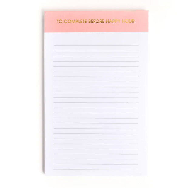 To Complete Before Happy Hour Notepad - Pink