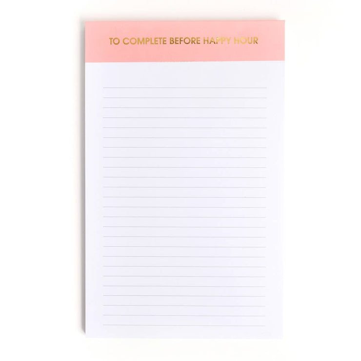 To Complete Before Happy Hour Notepad - Pink