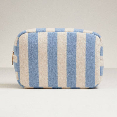 Striped Pattern Cosmetic Pouch Bag: Denim