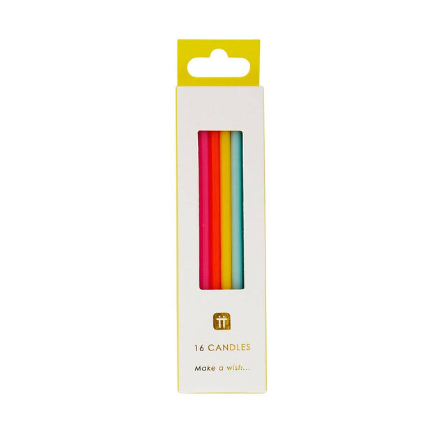 Tall Rainbow Birthday Candles | 16 Pack | Cake Candle |