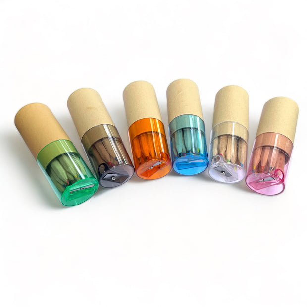 Mini Travel Compact Colored Pencils with Built In Sharpener: Green