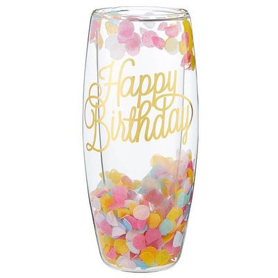 Double-Wall Champagne Glass - Happy Birthday Confetti: 8 oz