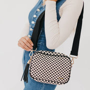 Woven Willow Camera Crossbody Bag: Black