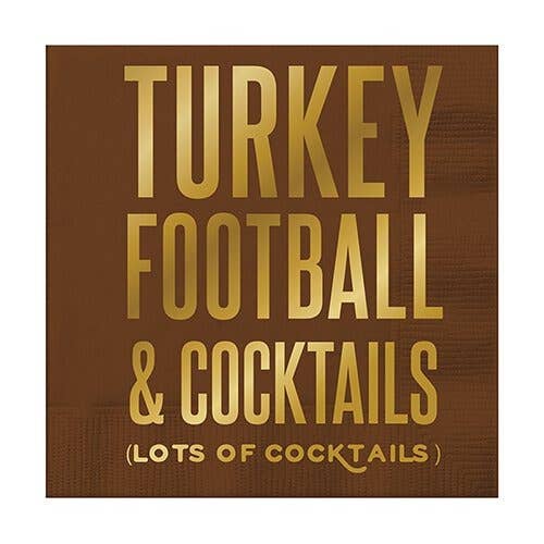 Foil Beverage Napkins - Turkey Football