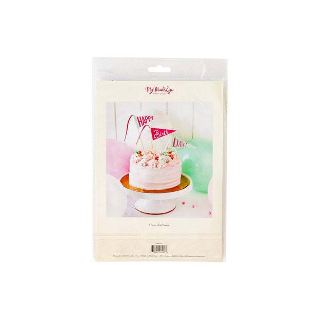 Pink Happy Birthday Cake Topper