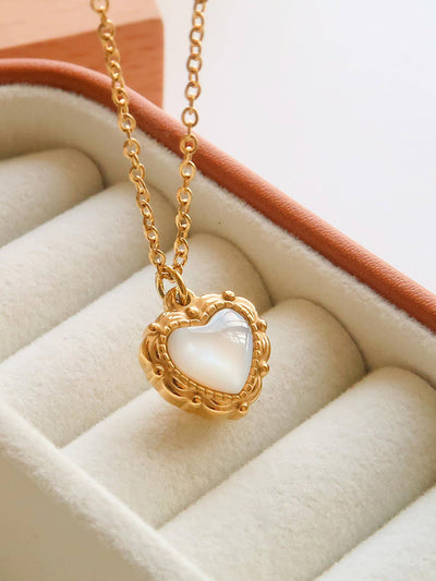 Josie Gold Non-Tarnish Vintage Heart Pendant Necklace: Yellow Gold