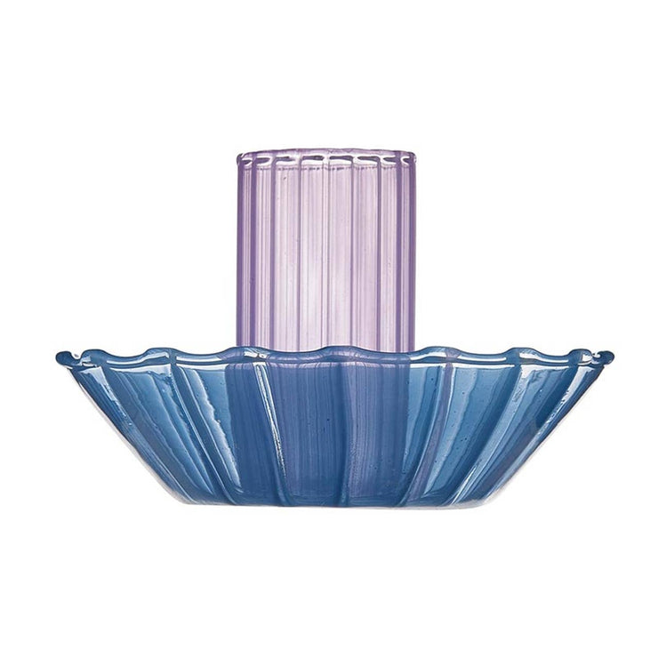 Glass Candle Holder - Blue-Purple