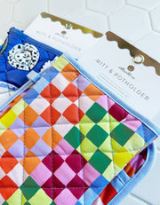 Rainbow Check Oven Mitt + Pot Holder Set