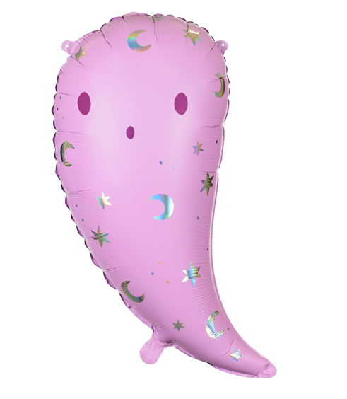 Pink Ghost Balloon – Holographic Halloween 14 x 24"