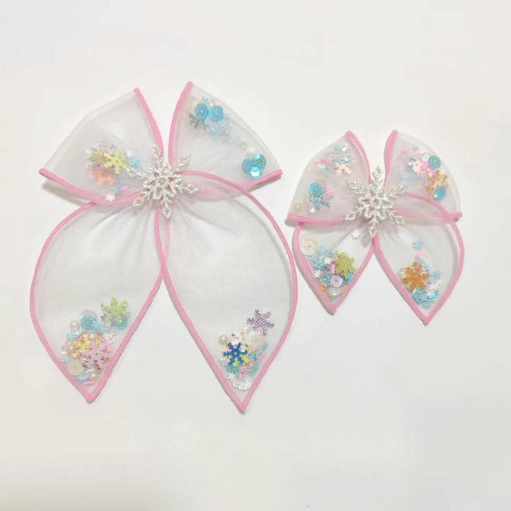 Mesh Shaker Bow - Frosted Flurries: Small