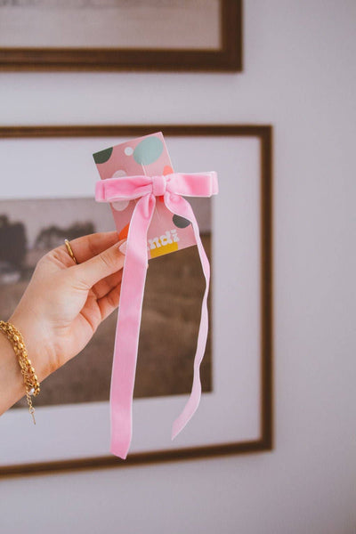 Velvet Double Bow Barrette: Pink