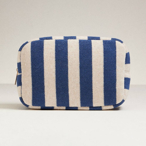 Striped Pattern Cosmetic Pouch Bag: Coral