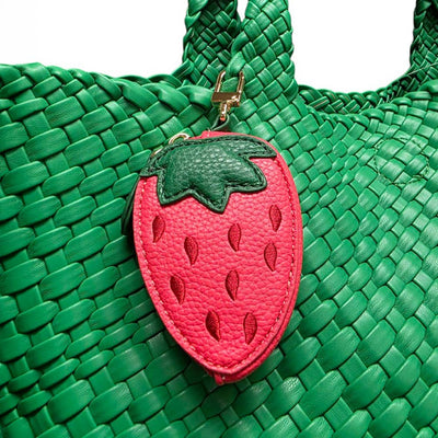 Faux Leather Strawberry Keychain / Bag Charm / Coin Purse