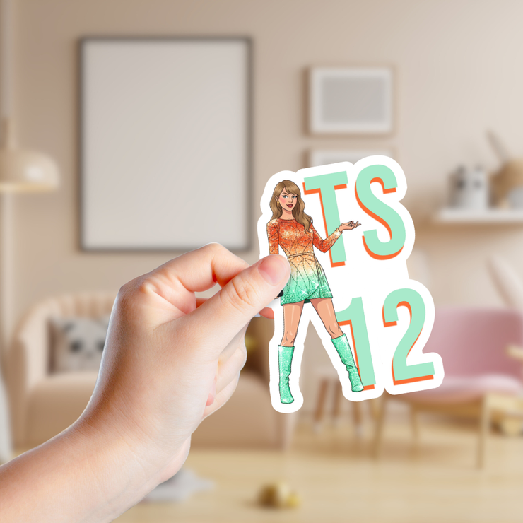 TS12 Orange and Mint Green Sticker