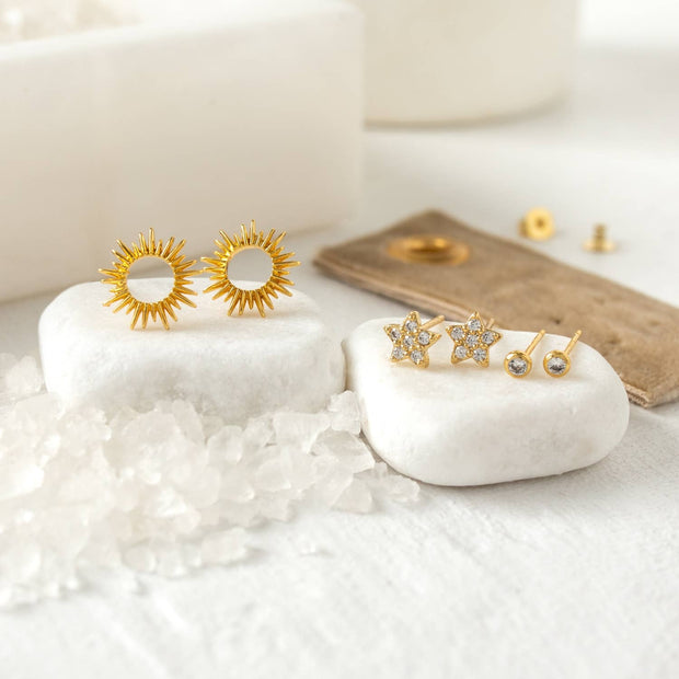 Flower Velvet Stud Gift Set: Gold