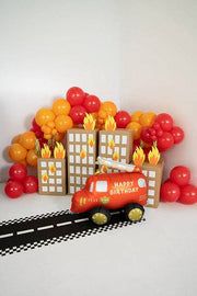 Fire Truck Foil Balloon - Standing Birthday Party Decoration | 26x21 Inches