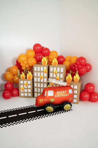 Fire Truck Foil Balloon - Standing Birthday Party Decoration | 26x21 Inches
